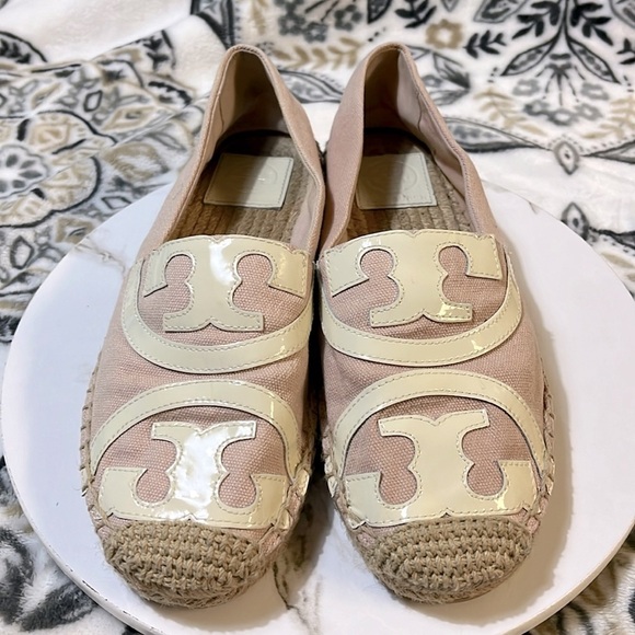 Tory Burch Weston Flat Espadrille Rose Women's Size 7 Two-tone Canvas Slip On - Picture 3 of 12
